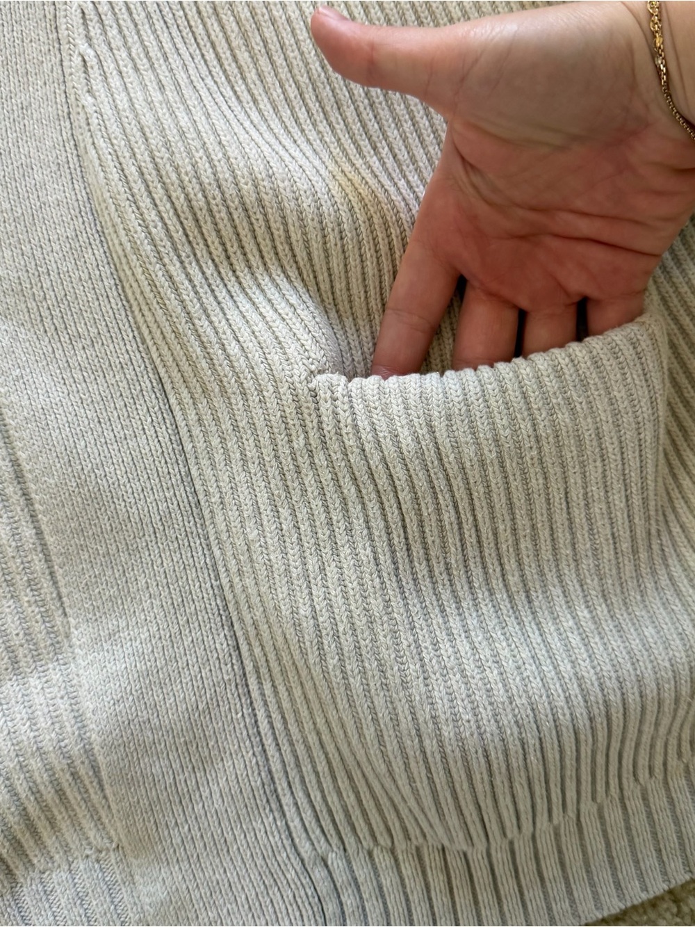 Quince 100% Cotton Open-Front Ribbed Cardigan in Cream Size M - Picture 6 of 11